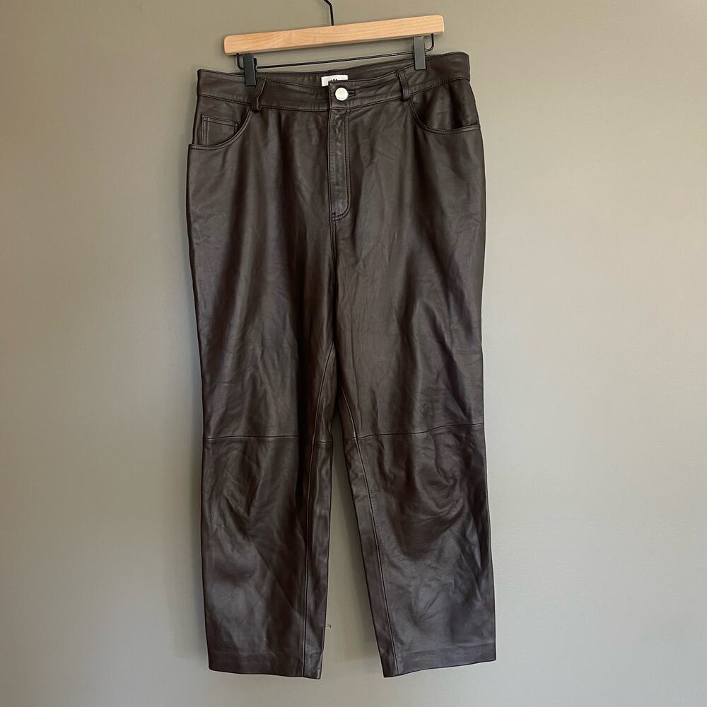 LPA Leather Pant 417 in Brown‎ Size XL High Waist Straight Leg 100% Leather Sexy - Picture 3 of 16